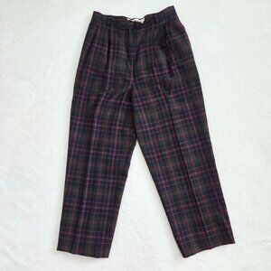 Vtg Wool Plaid Pants Size 12 Old Money Heritage Preppy Straight Leg High Waist